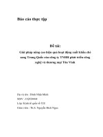 Giải pháp nâng cao hiệu quả hoạt động xuất khẩu chè sang Trung Quốc của công ty TNHH phát triển công nghệ và thương mại Tôn Vinh