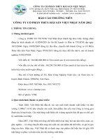 báo cáo thường niên công ty cổ phần thủy hải sản việt nhật năm 2012