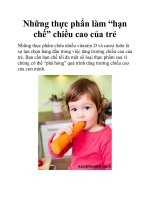 Những thực phẩn làm “hạn chế” chiều cao của trẻ potx