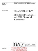 United States Government Accountability Office GAO November 2011 Report to the Secretary of the Treasury_PART1 pot