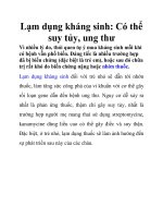 Lạm dụng kháng sinh: Có thể suy tủy, ung thư pot