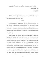 BÀI TẬP CÁ NHÂN MÔN LÃNH ĐẠO TRONG TỔ CHỨC Đề bài: Viết về một thành công hoặc thất bại về lãnh đạo trong tổ chức, từ đó rút ra bài học cho bản thân.