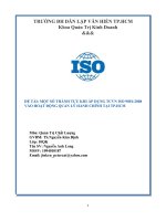 ĐỀ TÀI: MỘT SỐ THÀNH TỰU KHI ÁP DỤNG TCVN ISO 9001:2008 VÀO HOẠT ĐỘNG QUẢN LÝ HÀNH CHÍNH TẠI TP.HCM