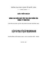 Luận văn thạc sỹ: Nâng cao hiệu quả tiêu thụ sản phẩm của công ty TNHH VKX