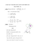 LUYỆN TẬP VỀ HỆ THỨC GIỮA CẠNH VÀ GÓC TRONG TAM GIÁC VUÔNG (T2) potx