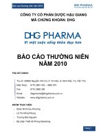 công ty cổ phần dược hậu giang  mã chứng khoán dhg  báo cáo thường niên  năm 2010 pharma