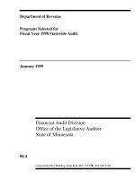 Department of Revenue Programs Selected for Fiscal Year 1998 Statewide Audit January 1999 Financial Audit Division Office of the Legislative Auditor State of Minnesota docx