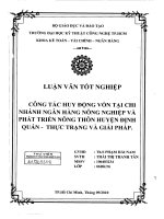 Công tác huy động vốn tại chi nhánh ngân hàng Nông nghiệp và phát triển nông thôn huyện Định Quán thực trạng và giải pháp