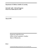Department of Children, Families & Learning Statewide Audit – Selected Programs Fiscal Year Ended June 30, 1998 March 1999 _part1 pdf