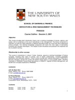SCHOOL OF BANKING & FINANCE DERIVATIVES & RISK MANAGEMENT TECHNIQUES FINS5535 Course Outline – Session 2, 2007 pot