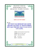 KẾ TOÁN xác ĐỊNH kết QUẢ KINH DOANH tại CÔNG TY TRÁCH NHIỆM hữu hạn THƯƠNG mại và sản XUẤT cửu LONG