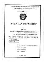 Kế toán tập hợp chi phí sản xuất và tính toán giá thành sản phẩm tại công ty TNHH Dệt Kim Minh Anh