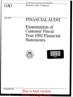 United States Report to the Congress FINANCIAL AUDIT Examination of Customs’Fiscal Year _part1 potx