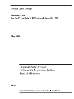 Central Lakes College Financial Audit For the Period July 1, 1995, through June 30, 1998 May 1999 Financial Audit Division Office of the Legislative Auditor State of Minnesota_part1 potx