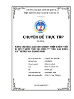 Nâng cao hiệu quả kinh doanh nhập khẩu thiết bị xử lý nước thải và cấp nước tại Công ty TNHH thương mại và xây dựng Quang Minh