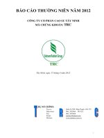 báo cáo thƣờng niên năm 2012 công ty cổ phần cao su tây ninh mã chứng khoán trc
