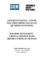 GIẢI QUYẾT nợ xấu vấn đề mấu CHỐT TRONG tái cơ cấu  hệ THỐNG NGÂN HÀNG