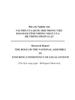 vai trò của quốc hội trong việc  bảo đảm tính thống nhất của  hệ thống pháp luật