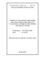 nghiên cứu tổn thương nghề nghiệp  do vật sắc nhọn ở nhân viên y tế và giải pháp can thiệp tại một số bệnh  viện khu vực hà nội