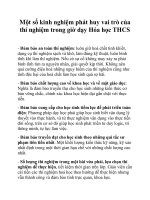 Một số kinh nghiệm phát huy vai trò của thí nghiệm trong giờ dạy Hóa học THCS pptx