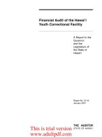Financial Audit of the Hawaiÿi Youth Correctional Facility A Report to the Governor and the Legislature of the State of Hawai‘i Report No. 07-01 January 2007 _part1 doc