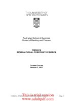 Australian School of Business School of Banking and Finance FINS5516 INTERNATIONAL CORPORATE FINANCE COURSE OUTLINE SESSION 2, 2007 docx