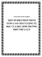 Một số biện pháp nhằm nâng cao chất lượng tự học của học sinh trường Trung học phổ thông Thừa Lưu