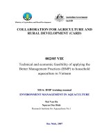 Collaboration for Agriculture & Rural Development: Technical and economic feasibility of applying the Better Management Practices (BMP) to household aquaculture in Vietnam 