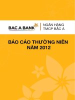 BÁO cáo THƯỜNG NIÊN 2012 ngân hàng tmcp bắc á