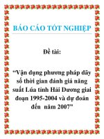Đề tài: “Vận dụng phương pháp dãy số thời gian đánh giá năng suất Lúa tỉnh Hải Dương giai đoạn 1995-2004 và dự đoán đến năm 2007”. docx