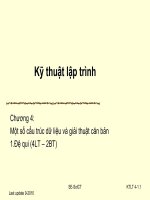 Kỹ thuật lập trình-Chương 4: Một số cấu trúc dữ liệu và giải thuật căn bản pptx