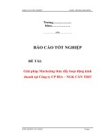 Giải pháp Marketing thúc đẩy hoạt động kinh doanh tại Công ty CP BIA – NGK CẦN THƠ