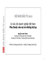 HỘI NGHỊ đầu tư 2012 cơ cấu vốn doanh nghiệp việt nam phụ thuộc vào nợ và những hệ lụy