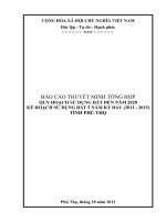 BÁO CÁO THUYẾT MINH TỔNG HỢP QUY HOẠCH SỬ DỤNG ĐẤT ĐẾN NĂM 2020 KẾ HOẠCH SỬ DỤNG ĐẤT 5 NĂM KỲ ĐẦU (2011 - 2015)TỈNH PHÚ THỌ