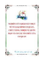đề tài nghiên cứu khảo sát thực tế về loại hình cơ quan, chức năng, nhiệm vụ quyền hạn và cơ cấu tổ chức của cơ quan