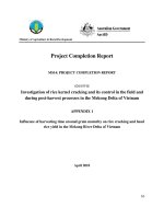 Project Completion Report: Investigation of rice kernel cracking and its control in the field and during post-harvest processes in the Mekong Delta of Vietnam - APPENDIX 1 