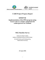 Card Project Progress Report: Implementation of the IPM program using weaver ants as a major component for cashew growers in Vietnam 