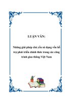 đề tài những giải pháp chủ yếu sử dụng vốn hỗ trợ phát triển chính thức trong các công trình giao thông việt nam