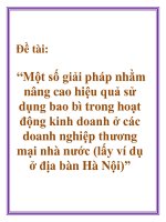 Đề tài: “Một số giải pháp nhằm nâng cao hiệu quả sử dụng bao bì trong hoạt động kinh doanh ở các doanh nghiệp thương mại nhà nước (lấy ví dụ ở địa bàn Hà Nội)” ppt