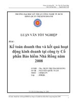Kế toán doanh thu và kết quả hoạt động kinh doanh tại công ty cổ phần bảo hiểm nhà rồng năm 2008