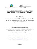 Project Progress Report: Technical and economic feasibility of applying the Better Management Practices (BMP) to household aquaculture in Vietnam - MS 10 