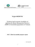 Technical and economic feasibility of applying the Better Management Practices (BMP) to household aquaculture in Vietnam - MS7 