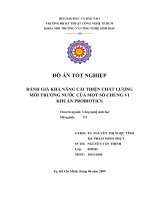 Đánh giá khả năng cải thiện chất lượng môi trường nước của một số chủng vi khuẩn PROBIOTICS