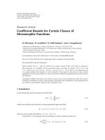 vResearch Article Coefﬁcient Bounds for Certain Classes of Meromorphic Functions