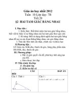 Giáo án hay nhất 2012 Tuần 10-Lớp dạy: 7B Tiết 20 §2 HAI TAM GIÁC BẰNG NHAU ppt
