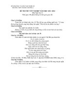 Đề thi tốt nghiệp trung học phổ thông môn văn 2012 tỉnh Nghệ An pot