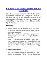 Các thông số cần biết khi lựa chọn máy tính bảng Tablet doc