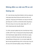 Những ưu việt của PR so với Quảng cáo