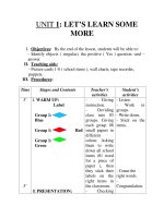 UNIT 1: LET’S LEARN SOME MORE doc