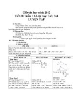 Giáo án hay nhất 2012 Tiết 21:Tuần 11-Lớp dạy: 7a3; 7a4 LUYỆN TẬP potx